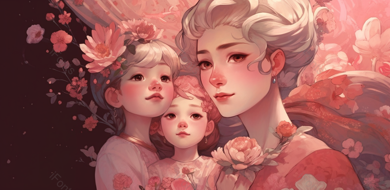炫酷感节日感恩母亲插画背景海报,插画/手绘图,插画/手绘图库,插画/手绘图下载,插画/手绘